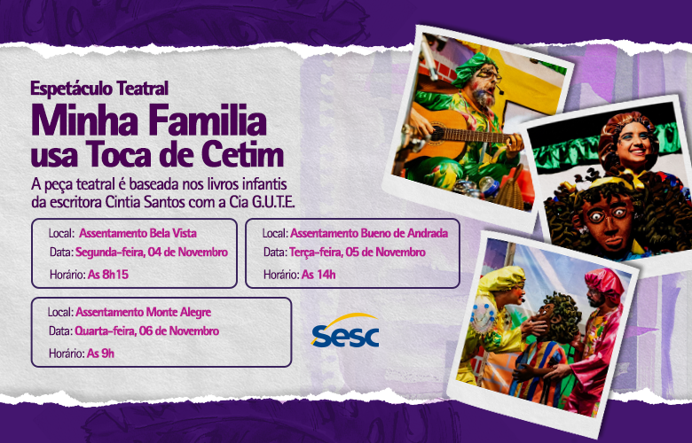 04/11:: TEATRO I MINHA FAMILIA USA TOUCA DE CETIM